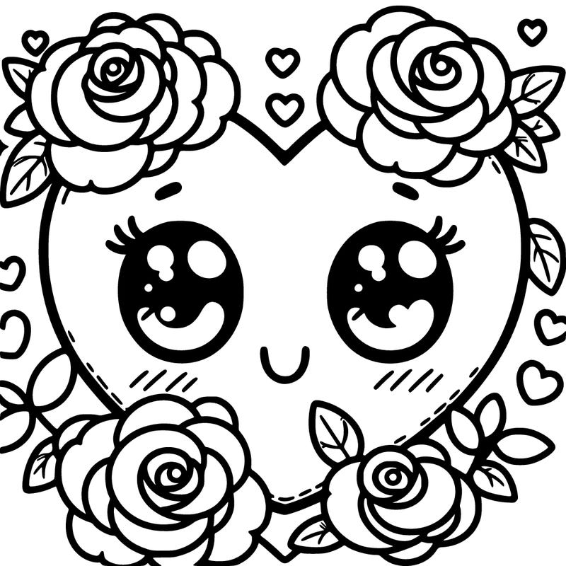 cute smiley face heart with roses