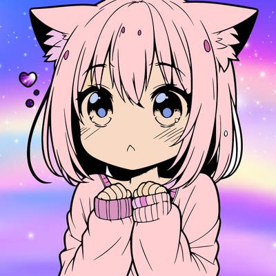 shy anime catgirl