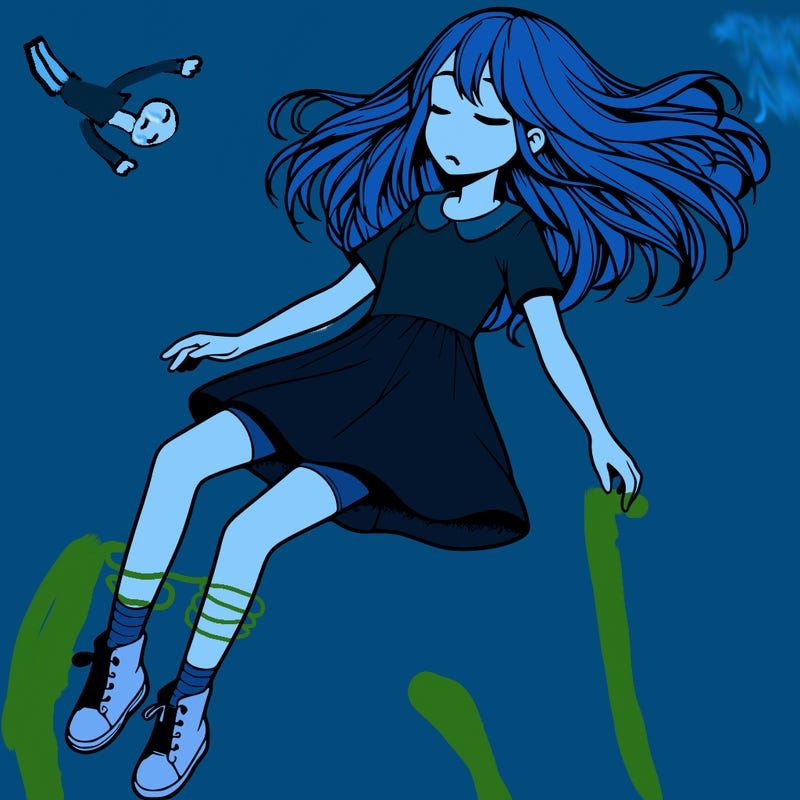 realistic girl floating