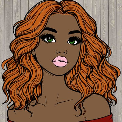 realistic girl with wavy hair and lips