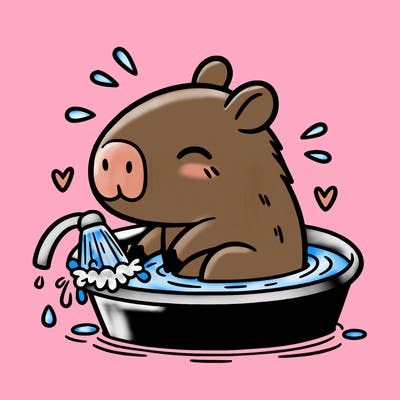 capybara taking a bath