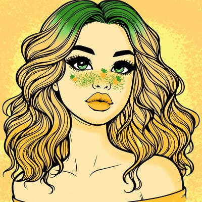 realistic girl with wavy hair and lips