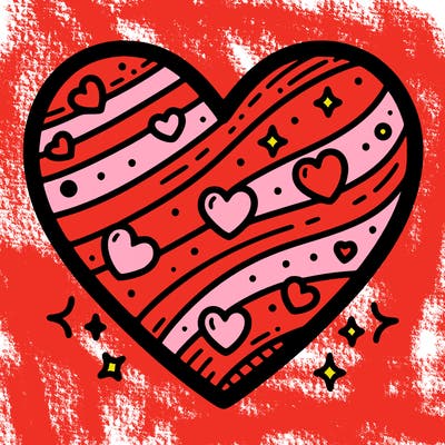 valentine’s day heart (no details on the outside)