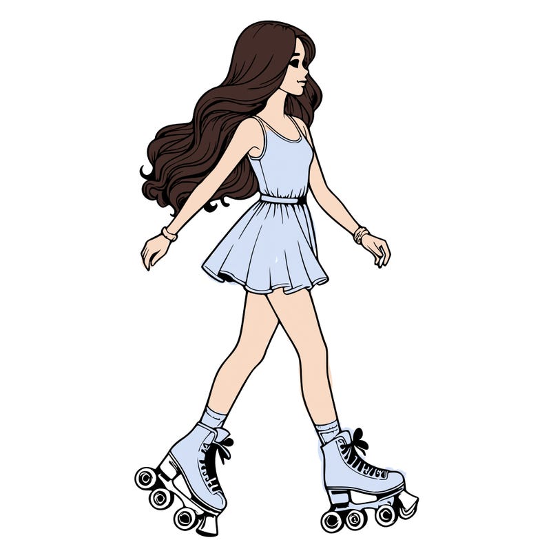 realistic girl wearing rollerskates