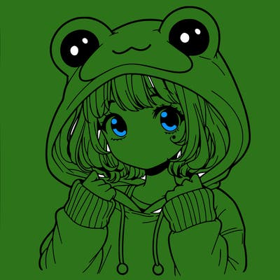 a cute teenage girl wearing a frog hoodie