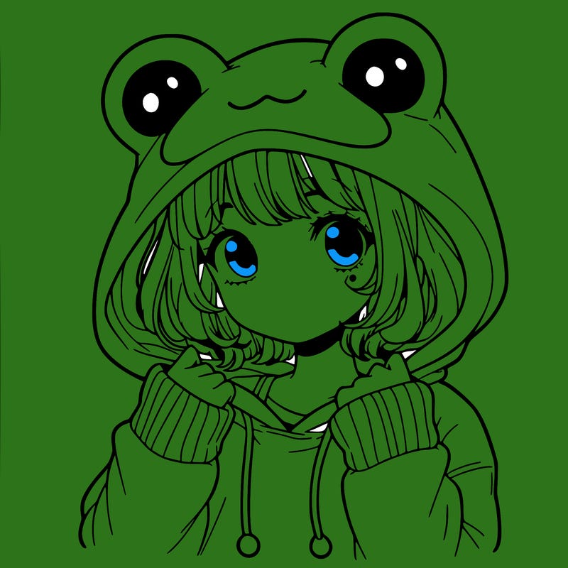 a cute teenage girl wearing a frog hoodie