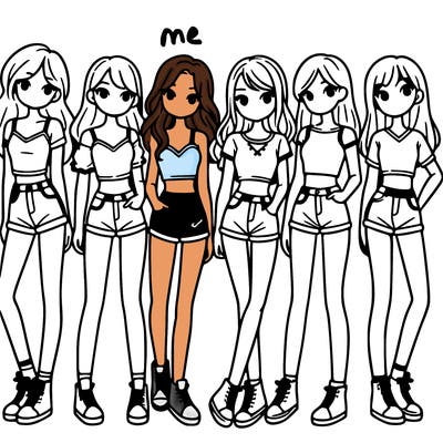 a group of girls wearing crop tops and shorts