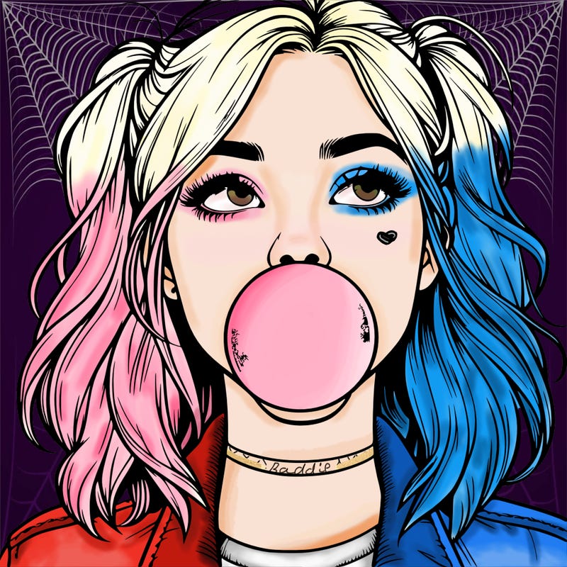 realististic girl blowing bubble -gum