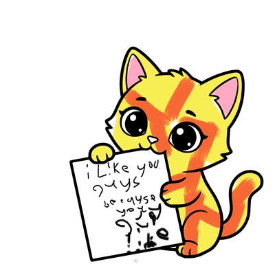 a small cat with a blank sheet of paper in its hand. the cat is sooooooo cute!