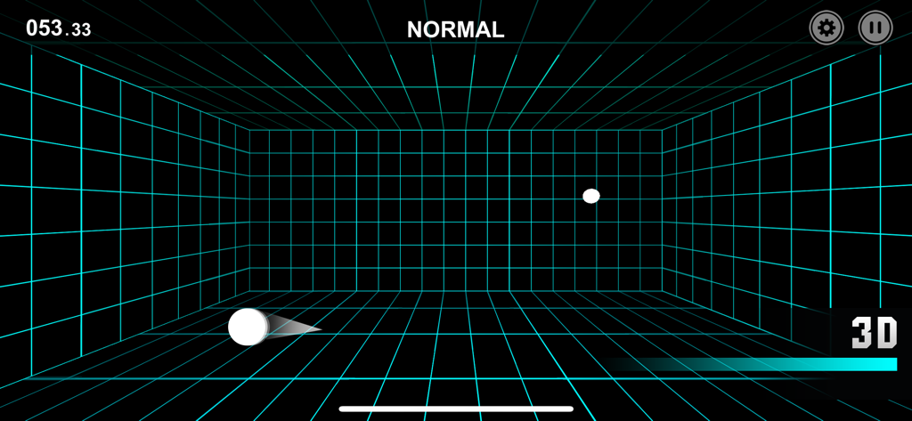 Vision Workout : Eye Training - 3D kinetic visual acuity eye training exercise featuring white balls in a cyan grid environment.