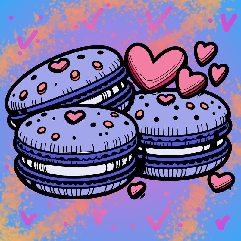macarons with heart-shaped