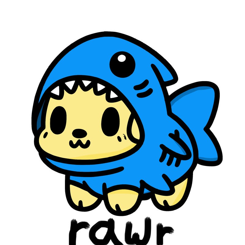 cute dog wearing a shark costume