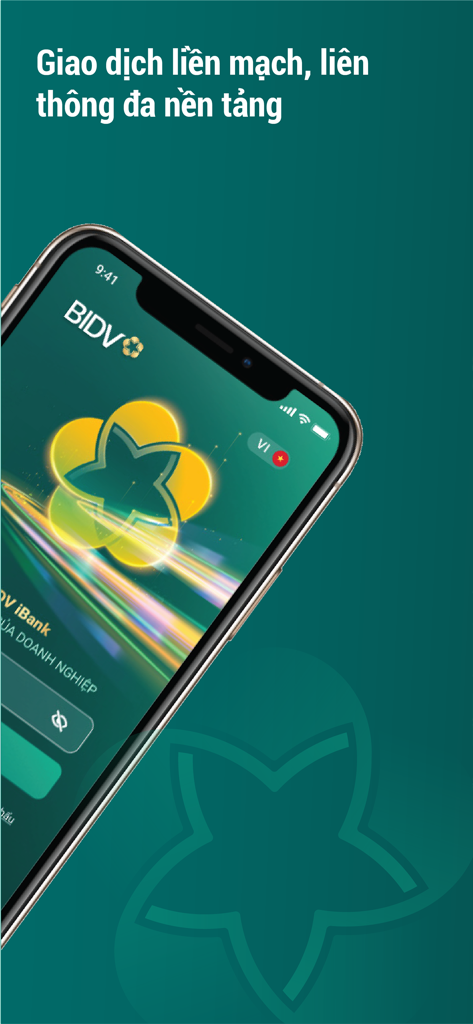 BIDV iBank - Pantalla de inicio de sesión móvil de BIDV iBank para banca corporativa