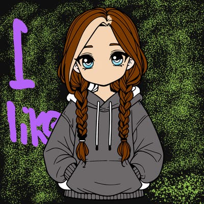 a realistic girl with a oversized hoodie and she has braids