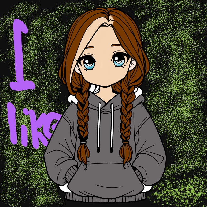 a realistic girl with a oversized hoodie and she has braids
