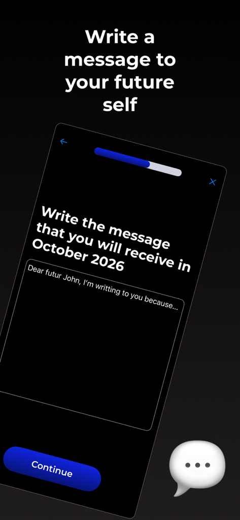 Pantalla de la aplicación DearMe para escribir una carta privada a tu yo futuro