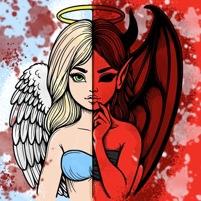 realistic angel half demon