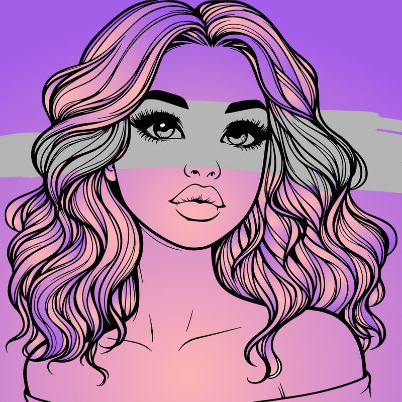 realistic girl with wavy hair and lips