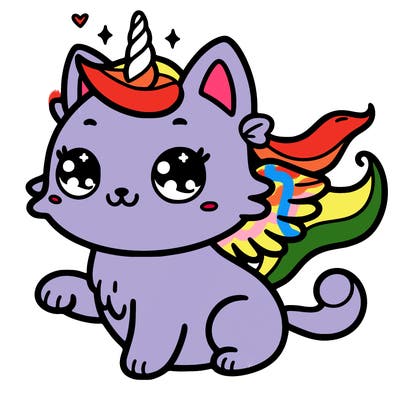 cat with a unicorn horn and unicorn wings