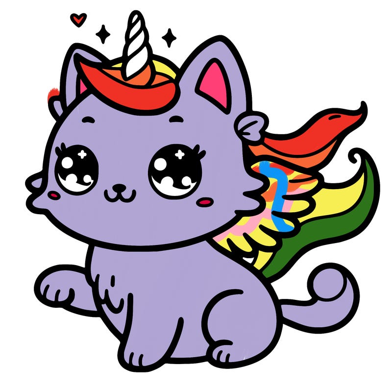 cat with a unicorn horn and unicorn wings