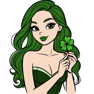 beautiful woman  carrying a clover