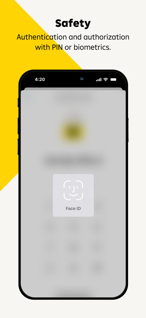 Raiffeisen Smart Mobileアプリの画面、安全なモバイルバンキングのためのFace ID認証が表示されています。