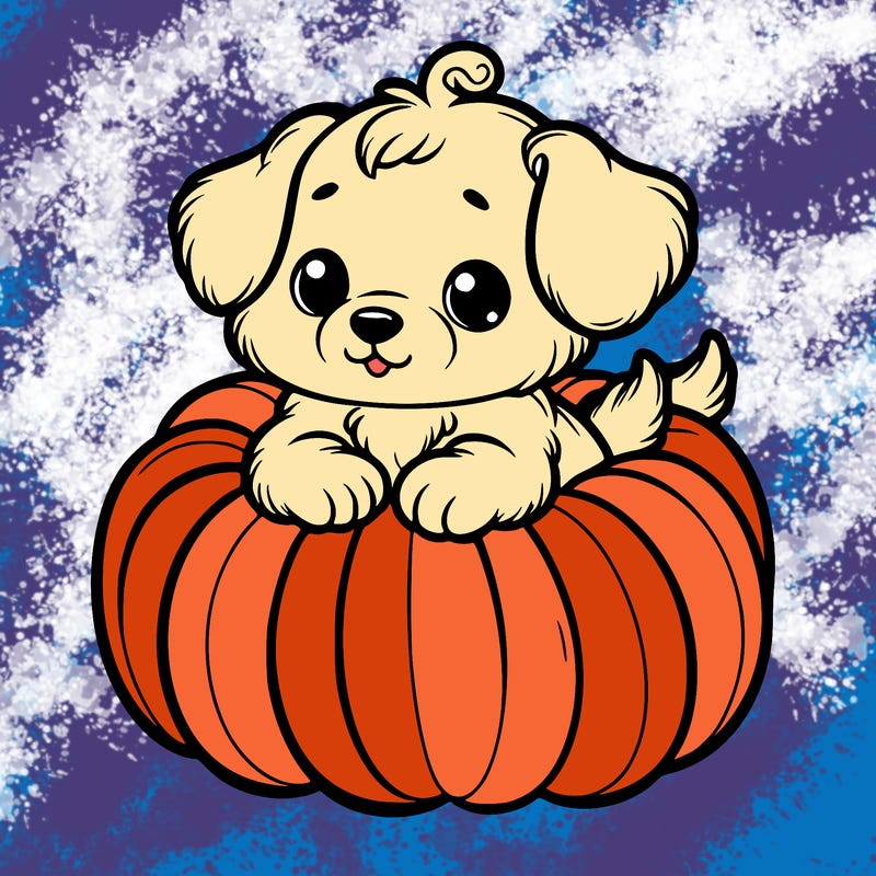 cute little puppy in a pumpkin