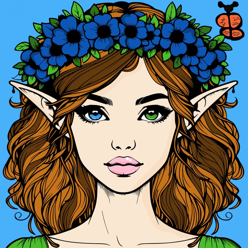 realistic female elf with flower crown