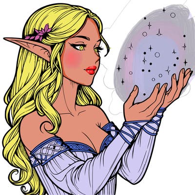 realistic elf girl doing magic