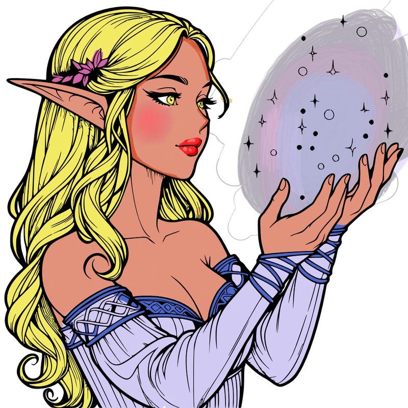 realistic elf girl doing magic
