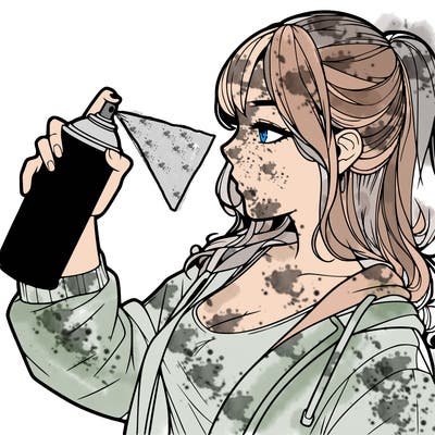 a realistic girl spray, painting