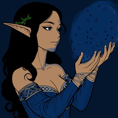 realistic elf girl doing magic