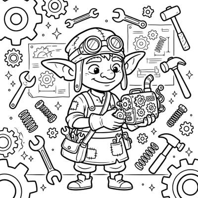 Spark your little one's imagination with this delightful goblin tinker coloring page. Designed with ultra-thick lines and large shapes, it’s perfect for toddlers to practice their coloring skills and discover the joy of creative play.