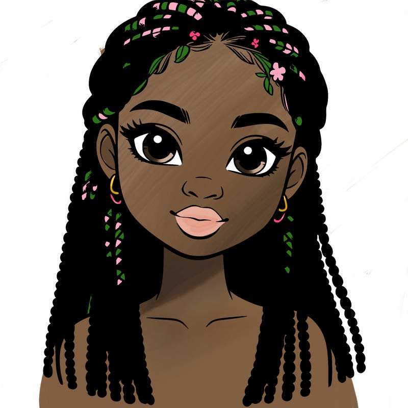a realistic black girl with braids
