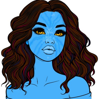 realistic girl with wavy hair and lips