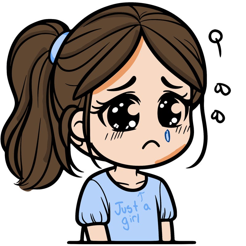 a girl being sad