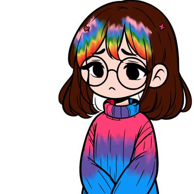 sad girl with glasses in a sweater