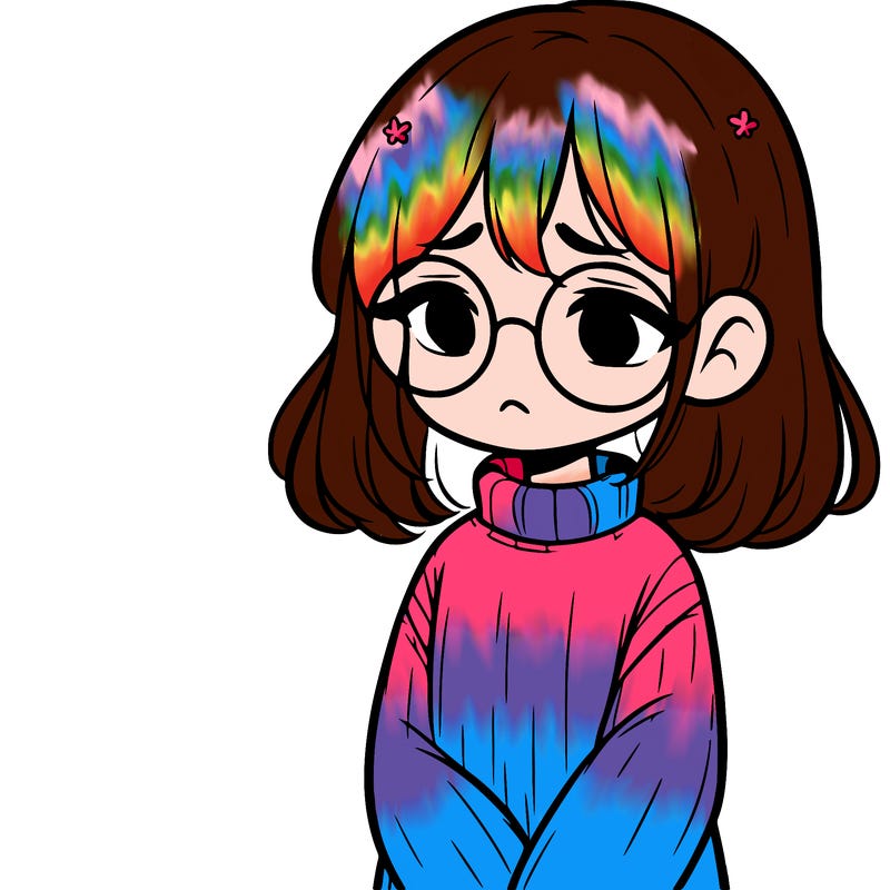 sad girl with glasses in a sweater
