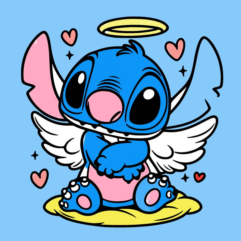 cute stitch hugging angel