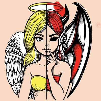 realistic angel half demon