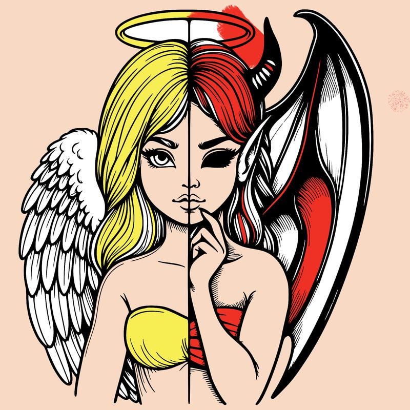 realistic angel half demon