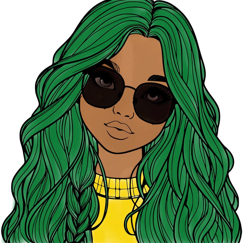 girl with long hair and freckles and glasses realistic