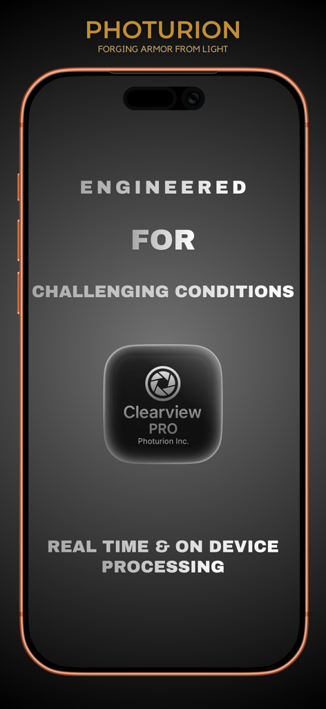 ClearView Pro - ClearView Pro app screen showcasing real time and on device processing for challenging conditions