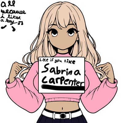 girl holding a blank sign in a long sleeve crop top