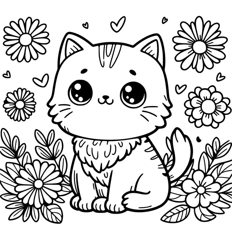 cat with flowers