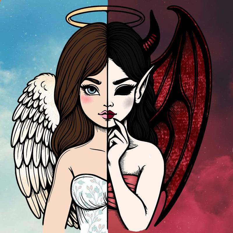 realistic angel half demon