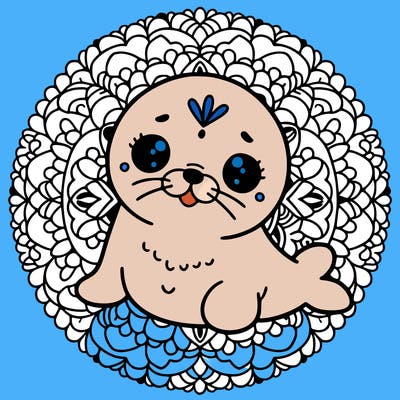 a cute baby seal mandala