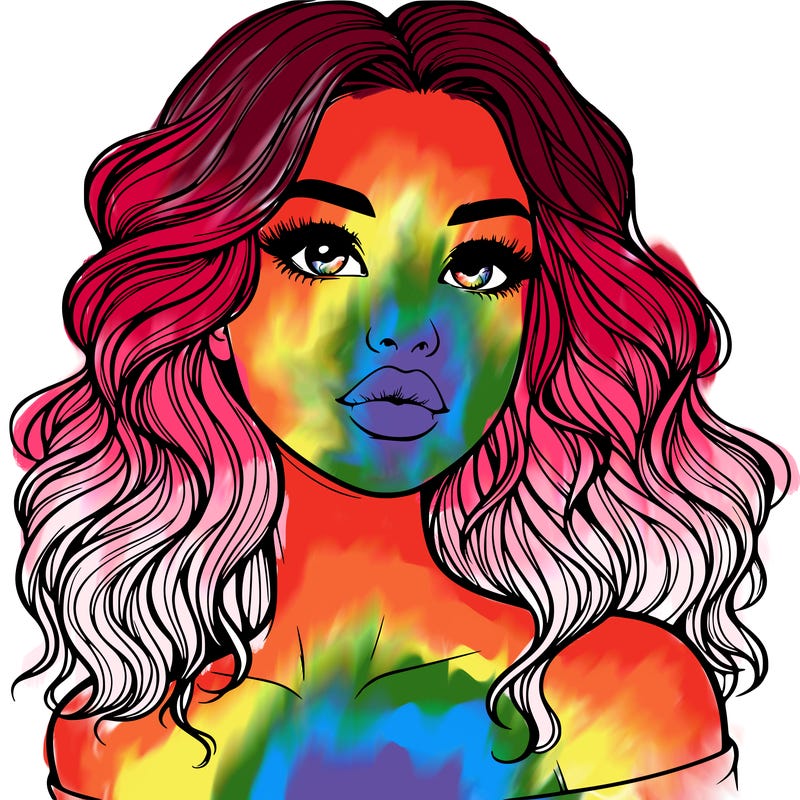 realistic girl with wavy hair and lips