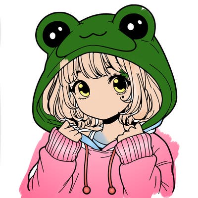 a cute teenage girl wearing a frog hoodie