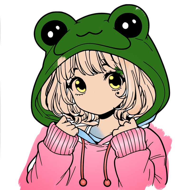a cute teenage girl wearing a frog hoodie